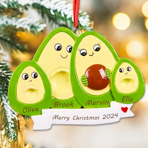 Personalisierte Weihnachtsschmuck – Avocado werdende Eltern Ornament mit Namen, Familienornament, 2er-Set, 3, 4, Weihnachtsdekoration für Baum von Fasinheaco