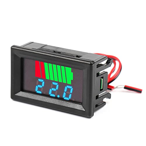 Fasizi 2 Stück Autobatterie Ladezustandsanzeige 12V -72V Lithiumbatterie Kapazitätsmesser Testanzeige LED Tester Voltmeter - Blau von Fasizi