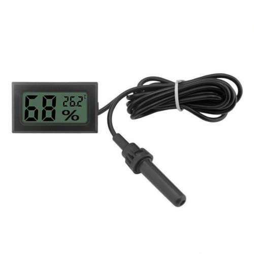 Fasizi 2-in-1 Digitales LCD-Eingebettetes Thermometer Hygrometer mit externem für Reptilien Inkubator Aquarium Geflügel - Schwarz von Fasizi