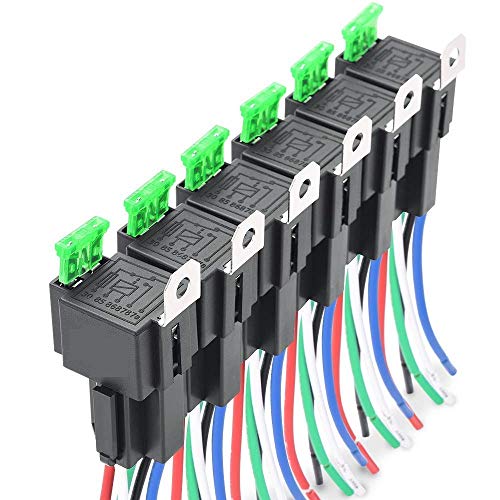 Fasizi 6 Stück 12 V 30 A Sicherung Relaisschalter Kabelbaum ATO/ATC Flachsicherung, 5-polige SPST Kfz-Elektrorelais mit strapazierfähigen 14 AWG-Drähten Fasizi 6 Stück 12 V 30 A Sicherung Relaisschalter Kabelbaum ATO/ATC Flachsicherung, 5-polige SPST Kfz-Elektrorelais mit strapazierfähigen 14 AWG-Drähten von Fasizi