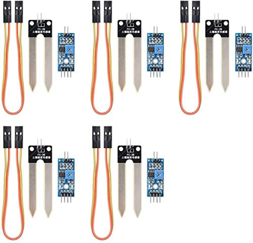 Fasizi Boden-Hygrometer, Feuchtigkeitserkennung, Wassersensormodul, YL-69-Sensor und HC-38-Modul für Arduino, 5 Stück von Fasizi