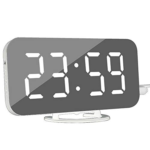 Fasizi Digitaler Wecker – Moderner Wecker mit USB-Anschluss Digitale Spiegeluhr Beste dekorative Zeituhr für den Wandtisch Schreibtisch – Weiße Schrift Fasizi Digitaler Wecker – Moderner Wecker mit USB-Anschluss Digitale Spiegeluhr Beste dekorative Zeituhr für den Wandtisch Schreibtisch – Weiße Schrift von Fasizi