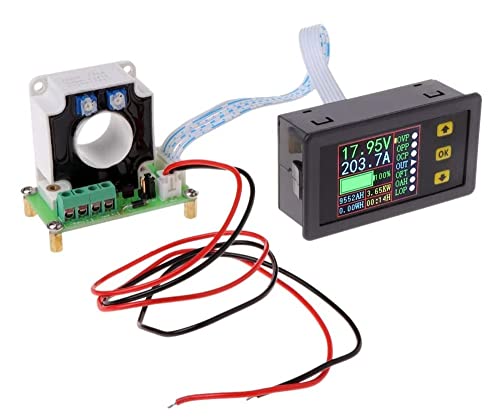 Fasizi Digitales DC-Multimeter 0-90V 100A Voltmeter Amperemeter Stromstärke Watt Kapazität Zeitmesser Batterietester Monitor mit LCD-Bildschirm Hallsensor Spannung von Fasizi