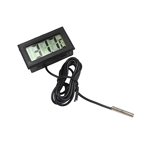 Fasizi Digitales LCD-Thermometer, Temperaturmonitor mit externer Sonde, für Kühlschrank mit Gefrierschrank, Kühlschrank, Aquarium, Schwarz von Fasizi