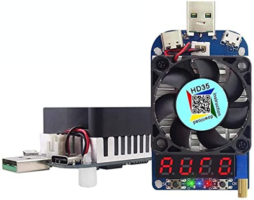 Fasizi Electronic Load Tester USB-Lastwiderstand Modul Trigger QC2.0 QC3.0 35 W 0,25-5 A HD35 USB-Schnittstellenentladung Einstellbarer Konstantstrom Intelligente Temperaturregelung mit Lüfter von Fasizi