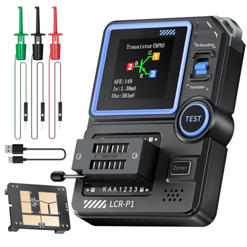 Fasizi Multifunktions-Transistortester: MOSFET, Kondensator, SMD-Elektronikkomponententester für Diode, Triode, ESR, NPN, PNP – LCR-Meter mit Anti-Burn-Funktion von Fasizi