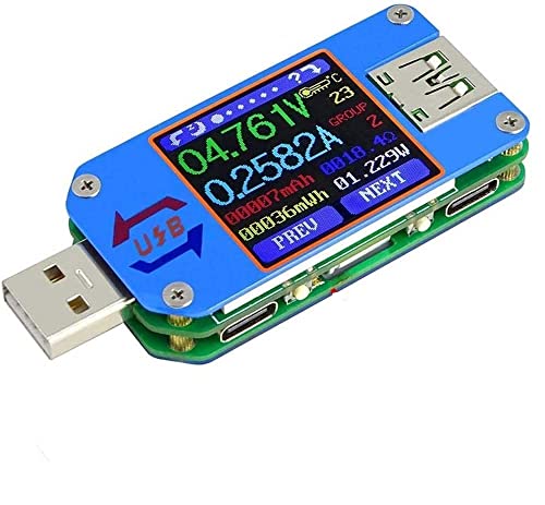 Fasizi UM25C USB-Voltmeter, Bluetooth-Typ-C-USB-Tester, USB-Spannungsmesser und Stromtester, 1,44-Zoll-5A-Farb-LCD-Display, Leistungstester, Multimeter, QC 2.0 3.0 von Fasizi
