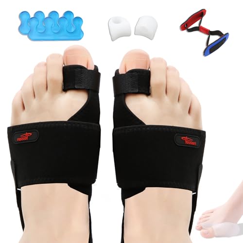 Fasood Hallux Valgus Korrektur Set - Ballenzehen Korrektur für Tag & Nacht Unterstützung, Toe Spacer, Zehenspreizer Hallux Valgus und Big Toe Strap für Damen Herren (Schwarz) von Fasood