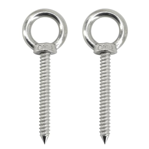 2 Stück M12 x 80 mm 304 Edelstahl selbstschneidende Ösenhaken Schraube robuste Ösenhaken zum Einschrauben für Hängematte, Schaukelstuhl, Yoga von Faspiroty