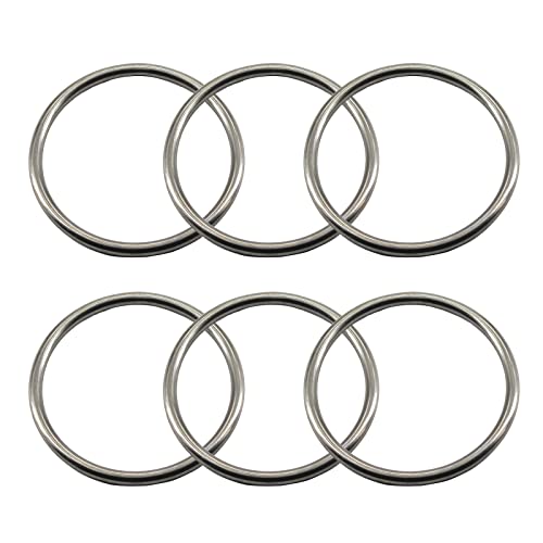 6 Stück 6 x 80 mm geschweißte O-Ringe aus Edelstahl für Fitnessringe, Campinggürtel, Yoga-Ringe, Hundeketten von Faspiroty