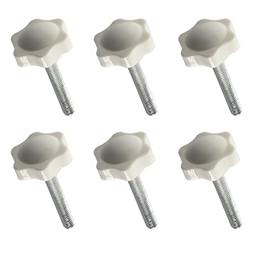 6 Stück M10 x 50 Außengewinde Stern Hand Anziehen Knauf Schraube 38 mm weiß Kunststoff Sechskantform Griff von Faspiroty