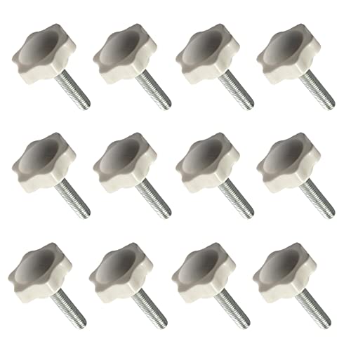 Faspiroty 12 Stück M8 x 20 Stern Hand Spannschraube Außengewinde Rändelschraube 32 mm weiß Kunststoff Kopf Griff von Faspiroty
