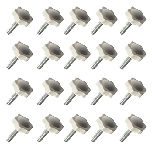 Faspiroty 20 Stück M8 x 16 Stern Hand Spannschraube Außengewinde Rändelschraube 32 mm weißer Kunststoffkopf Griff von Faspiroty