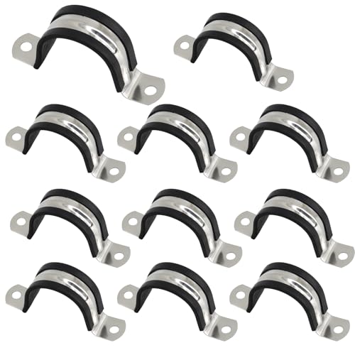 Rohrschellen aus 30 mm 304 Edelstahl und Gummi gepolstert, für Rohrkabelbefestigung, U-förmige Rohrschellen, 10 Stück von Faspiroty