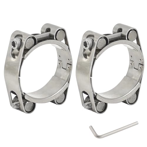 Schlauchschellen, 55–65 mm, T-Bolzen, strapazierfähig, verstellbar, 304 Edelstahl, Doppelkopf, doppellagig, 2 Stück von Faspiroty
