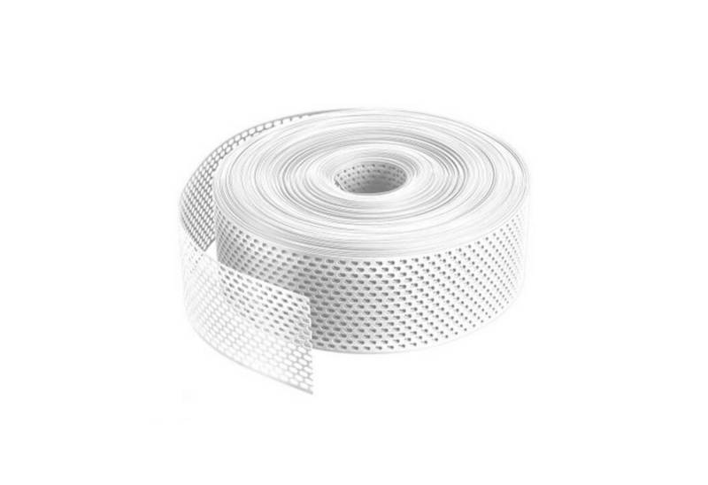 Fassadenprofile Lüftungsgitter (Lüftungsband / Traufgitter PVC gerollt 1 Rolle á 60m 80mm Weiß, 1 St), Lüftungsstreifen, Gitterblech, Lochblechstreifen, Dachrinnenabdeckung von Fassadenprofile