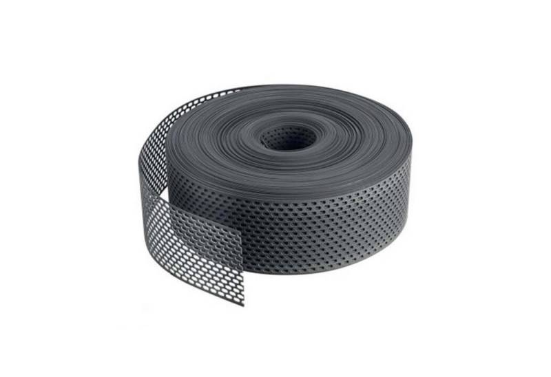 Fassadenprofile Lüftungsgitter (Lüftungsband / Traufgitter PVC gerollt 2 Rollen á 60m 50mm Schwarz, 2 St), Lüftungsstreifen, Gitterblech, Lochblechstreifen, Dachrinnenabdeckung von Fassadenprofile