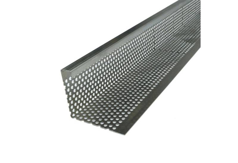 Fassadenprofile Sockelleiste, L: 200 cm, H: 8 cm, Kiesfangleiste Alu, Kiesleiste Materialstärke 1,5mm 200cm, 1-St., Lochblech Aluminium, Abschlussleiste für Terrasse und Balkon geeignet von Fassadenprofile