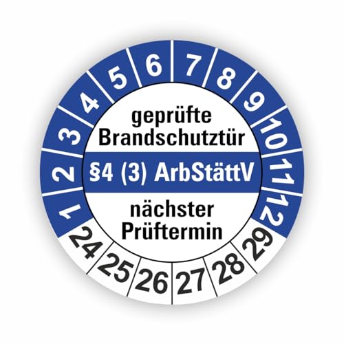 Fassbender-Druck PRÜFPLAKETTEN - Hochwertige Prüfetiketten BRANDSCHUTZ Prüfung Ø 30mm - Selbstklebende PVC-Folie - Wartungsetiketten für Prüfung - Prüfplakette für Prüfungsnachweis (250 Stück) von Fassbender-Druck PRÜFPLAKETTEN