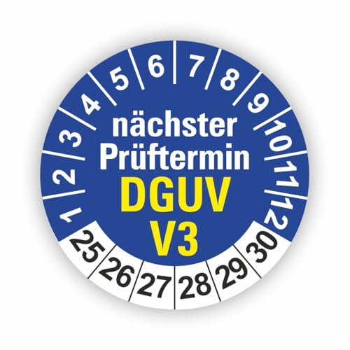 Fassbender-Druck PRÜFPLAKETTEN - Hochwertige Prüfetiketten DGUV V3 Prüfung Ø 20mm - Selbstklebende PVC-Folie - Wartungsetiketten für Prüfung - Prüfplakette für Prüfungsnachweis (120 Stück) von Fassbender-Druck PRÜFPLAKETTEN
