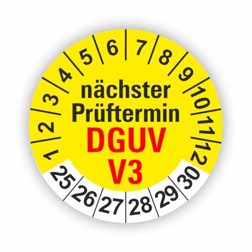Fassbender-Druck PRÜFPLAKETTEN - Hochwertige Prüfetiketten DGUV V3 Prüfung Ø 30mm - Selbstklebende PVC-Folie - Wartungsetiketten für Prüfung - Prüfplakette für Prüfungsnachweis (30 Stück) von Fassbender-Druck PRÜFPLAKETTEN