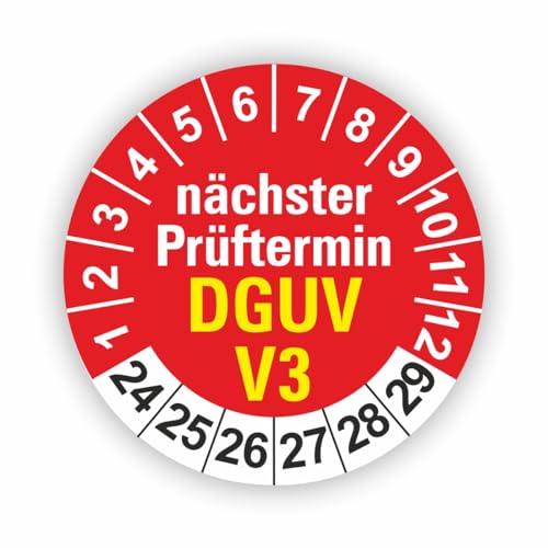 Fassbender-Druck PRÜFPLAKETTEN - Hochwertige Prüfetiketten DGUV V3 Prüfung Ø 20mm - Selbstklebende PVC-Folie - Wartungsetiketten für Prüfung - Prüfplakette für Prüfungsnachweis (10 Stück) von Fassbender-Druck PRÜFPLAKETTEN