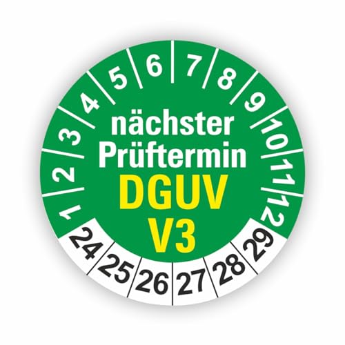 Fassbender-Druck PRÜFPLAKETTEN - Hochwertige Prüfetiketten DGUV V3 Prüfung Ø 30mm - Selbstklebende PVC-Folie - Wartungsetiketten für Prüfung - Prüfplakette für Prüfungsnachweis (60 Stück) von Fassbender-Druck PRÜFPLAKETTEN