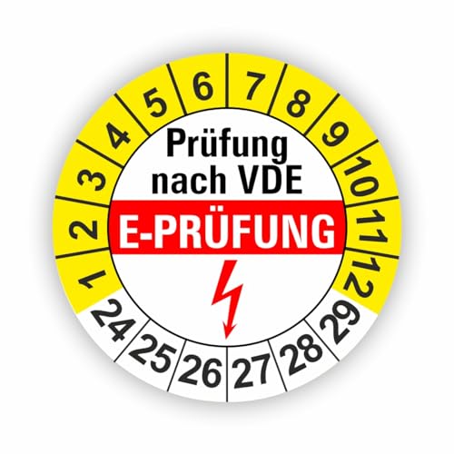 Fassbender-Druck PRÜFPLAKETTEN - Hochwertige Prüfetiketten E-PRÜFUNG Ø 20mm - Selbstklebende PVC-Folie - Wartungsetiketten für Prüfung - Prüfplakette für Prüfungsnachweis (1000 Stück) von Fassbender-Druck PRÜFPLAKETTEN