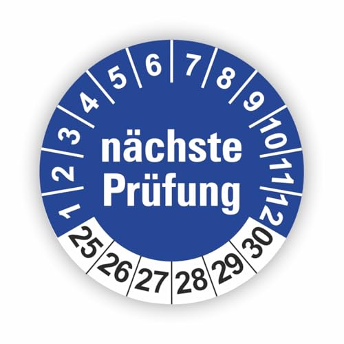 Fassbender-Druck PRÜFPLAKETTEN - Hochwertige Prüfetiketten FD-2 NÄCHSTE WARTUNG Ø 30mm - Selbstklebende PVC-Folie - Wartungsetiketten für Prüfung - Prüfplakette für Prüfungsnachweis (90 Stück) von Fassbender-Druck PRÜFPLAKETTEN