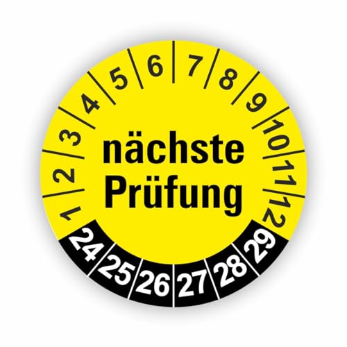 Fassbender-Druck PRÜFPLAKETTEN - Hochwertige Prüfetiketten FD-4 NÄCHSTE WARTUNG Ø 30mm - Selbstklebende PVC-Folie - Wartungsetiketten für Prüfung - Prüfplakette für Prüfungsnachweis (250 Stück) von Fassbender-Druck PRÜFPLAKETTEN