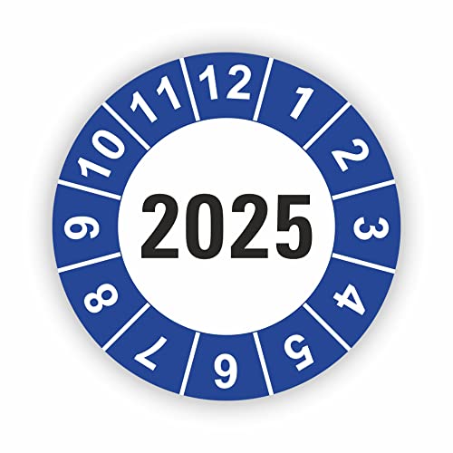 Fassbender-Druck PRÜFPLAKETTEN - Hochwertige Prüfetiketten JAHRESPLAKETTE 2025 Ø 20mm - Selbstklebende PVC-Folie - Wartungsetiketten für Prüfung - Prüfplakette für Prüfungsnachweis (30 Stück) von Fassbender-Druck PRÜFPLAKETTEN