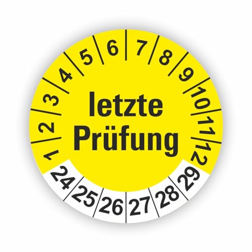 Fassbender-Druck PRÜFPLAKETTEN - Hochwertige Prüfetiketten LETZTE PRÜFUNG Ø 30mm - Selbstklebende PVC-Folie - Wartungsetiketten für Prüfung - Prüfplakette für Prüfungsnachweis (1000 Stück) von Fassbender-Druck PRÜFPLAKETTEN