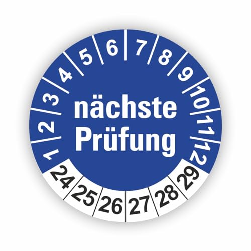 Fassbender-Druck PRÜFPLAKETTEN - Hochwertige Prüfetiketten NÄCHSTE PRÜFUNG Ø 40mm - Selbstklebende PVC-Folie - Wartungsetiketten für Prüfung - Prüfplakette für Prüfungsnachweis (120 Stück) von Fassbender-Druck PRÜFPLAKETTEN