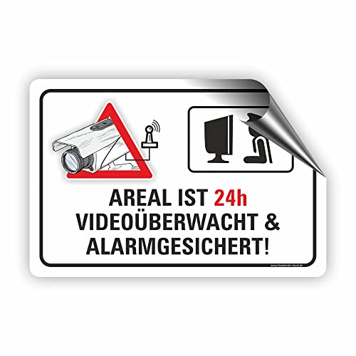 AREAL ist 24h VIDEOÜBERWACHT- Videoüberwachung Schild/VÜ-009 - (15x10cm AUFKL.) von Fassbender-Druck SCHILDER