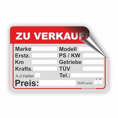 AUTO ZU VERKAUFEN - Verkaufsschild - SCHILD/D-033 (45x30cm Aufkleber) von Fassbender-Druck SCHILDER