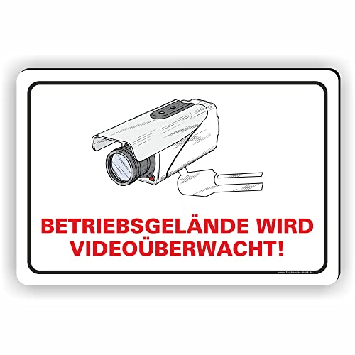 BETRIEBSGELÄNDE VIDEOÜBERWACHT - Videoüberwachung Schild/VÜ-002 - (30x20cm SCHILD) von Fassbender-Druck SCHILDER