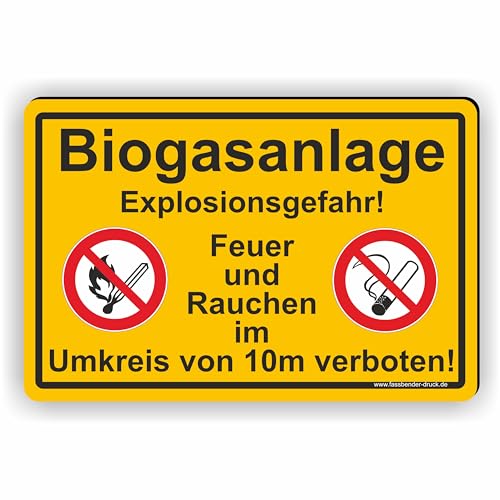 BIOGASANLAGE - Explosionsgefahr - Feuer und Rauchen verboten - SCHILD/D-029 (45x30cm Schild) von Fassbender-Druck SCHILDER