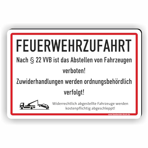 FEUERWEHRZUFAHRT FREIHALTEN - §22VVB - SCHILD/D-017 (60x40cm Schild) von Fassbender-Druck SCHILDER