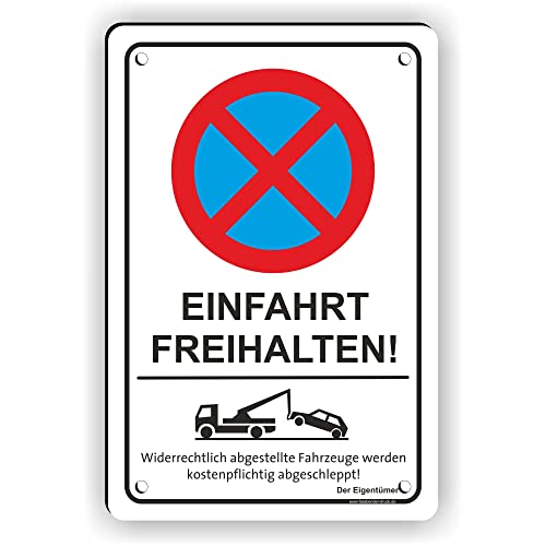 Fassbender-Druck SCHILDER - EINFAHRT FREIHALTEN - vorgebohrtes Parken verboten Schild - Schild mit Bohrlöchern zum Markieren vom absoluten Parkverbot/Parkverbotsschild (60x90cm Schild) von Fassbender-Druck SCHILDER