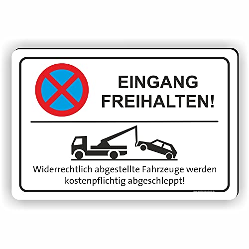 Fassbender-Druck SCHILDER - EINGANG FREIHALTEN - Parken verboten Schild - Schild zum Markieren vom absoluten Parkverbot/Parkverbotsschild - Aluverbundplatte für Ihren Ausgang (15x10cm Schild) von Fassbender-Druck SCHILDER