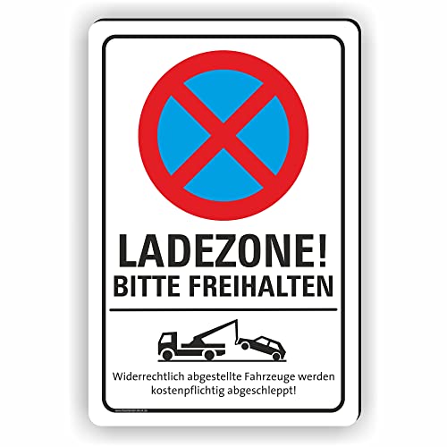 Fassbender-Druck SCHILDER - LADEZONE BITTE FREIHALTEN - Parken verboten Schild - Schild zum Markieren vom absoluten Parkverbot/Privatgrundstück oder für einen Parkplatz (20x30cm Schild) von Fassbender-Druck SCHILDER