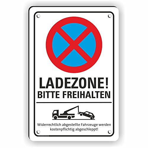 Fassbender-Druck SCHILDER - LADEZONE BITTE FREIHALTEN - vorgebohrtes Parken verboten Schild - Privatgrundstück Schild mit Bohrlöchern für einen Parkplatz (60x90cm Schild) von Fassbender-Druck SCHILDER