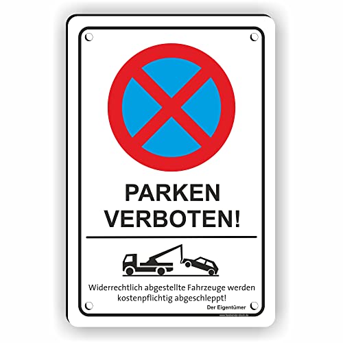 Fassbender-Druck SCHILDER - PARKEN VERBOTEN - vorgebohrtes Parken verboten Schild - Schild mit Bohrlöchern zum Markieren vom absoluten Parkverbot / Parkverbotsschild (30x45cm Schild) von Fassbender-Druck SCHILDER