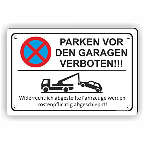 Fassbender-Druck SCHILDER - PARKEN VOR DEN GARAGEN VERBOTEN - vorgebohrtes Parken verboten Schild - Schild mit Bohrlöchern zum Markieren vom absoluten Parkverbot (45x30cm Schild) von Fassbender-Druck SCHILDER