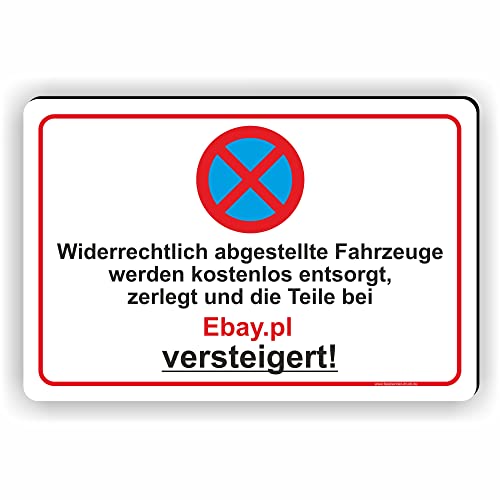 Fassbender-Druck SCHILDER - PARKVERBOT TEILE WERDEN VERSTEIGERT - Parken verboten Schild - Schild zum Markieren vom absoluten Parkverbot oder Privatgrundstück - lustiges FUN Schild (60x40cm Schild) von Fassbender-Druck SCHILDER