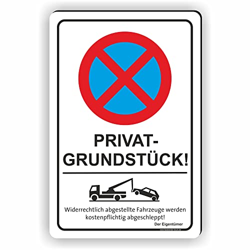 Fassbender-Druck SCHILDER - PRIVATGRUNDSTÜCK - Parken verboten Schild - Schild zum Markieren vom absoluten Parkverbot oder Privatgrundstück - Aluverbundplatte für einen Parkplatz (50x75cm Schild) von Fassbender-Druck SCHILDER