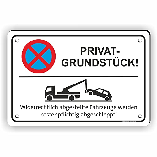 Fassbender-Druck SCHILDER - PRIVATGRUNDSTÜCK - Vorgebohrtes Parken verboten Schild - Schild mit Bohrlöchern zum Markieren vom absoluten Parkverbot oder Privatparkplatz (60x40cm Schild) von Fassbender-Druck SCHILDER