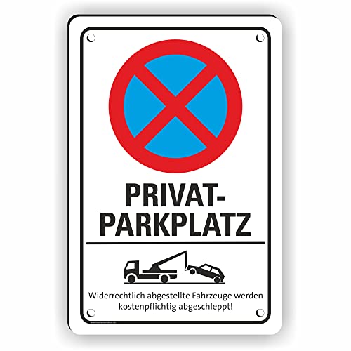 Fassbender-Druck SCHILDER - PRIVATPARKPLATZ - vorgebohrtes Parken verboten Schild - Schild mit Bohrlöchern zum Markieren vom absoluten Parkverbot oder Privatgrundstück (60x40cm Schild) von Fassbender-Druck SCHILDER