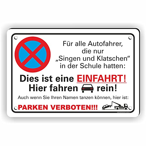 Fassbender-Druck SCHILDER - SINGEN UND KLATSCHEN PARKEN VERBOTEN - vorgebohrtes Parken verboten Schild - lustiges FUN Schild mit Bohrlöchern zum Markieren vom Parkverbot (45x30cm Schild) von Fassbender-Druck SCHILDER