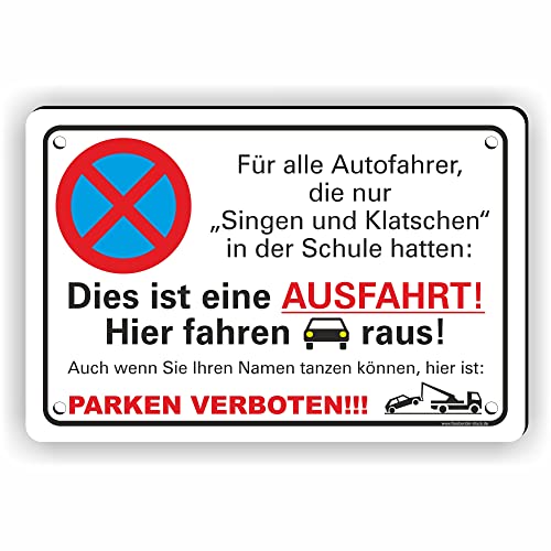 Fassbender-Druck SCHILDER - SINGEN UND KLATSCHEN PARKEN VERBOTEN - vorgebohrtes Parken verboten Schild - lustiges FUN Schild mit Bohrlöchern zum Markieren vom Parkverbot (45x30cm Schild) von Fassbender-Druck SCHILDER